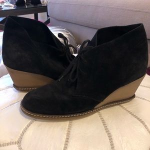 J. Crew Suede Black Wedge Booties!